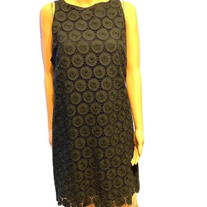 Ruby Rd Cotton Lace Black Sleeveless Dress Women Size 12
